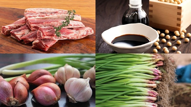 Nguyên liệu cơ bản cho món sườn bò hầm nước tương chuẩn vị.