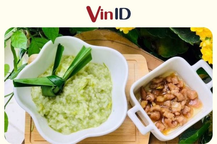 Món cháo trắng nhuyễn lá dứa cho bữa sáng