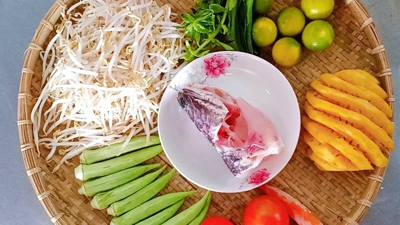 Nguyên liệu cho công thức canh chua cá lóc được người dùng chia sẻ
