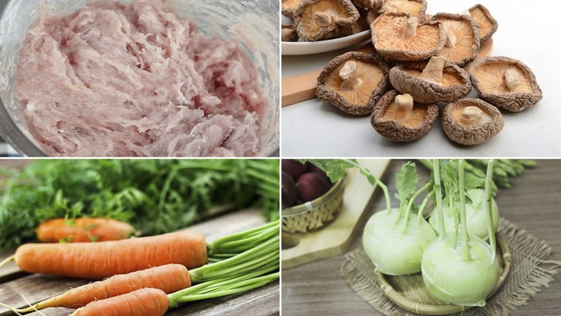 Nguyên liệu món ăn canh mọc ngũ sắc và canh mọc hạt sen