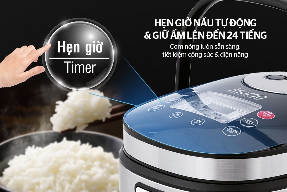 Nồi cơm điện tử hiện đại giúp nấu xôi bắp bằng nồi cơm điện nhanh chóng, tiết kiệm thời gian