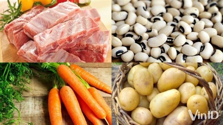 Nguyên liệu tươi ngon để làm sườn nấu đậu trắng bi
