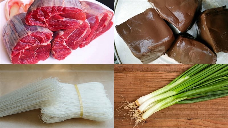 Nguyên liệu tươi ngon chuẩn bị cho cách nấu miến bò ngon tại nhà