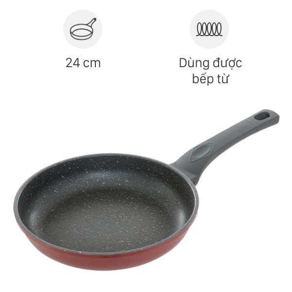 Chảo nhôm chống dính vân đá đáy từ Sunhouse SBD24MP giúp chế biến món ngon đơn giản