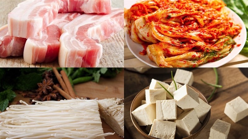Nguyên liệu tươi ngon cho canh kim chi thịt heo
