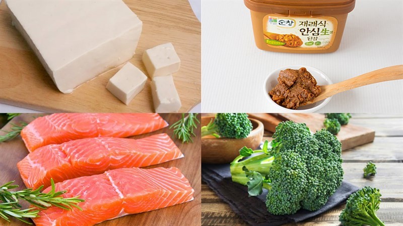 Chuẩn bị nguyên liệu tươi ngon cho cách nấu canh đậu tương cá hồi Hàn Quốc