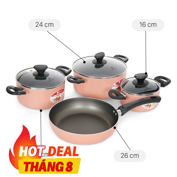 Bộ nồi chảo nhôm chống dính Elmich EL1162E