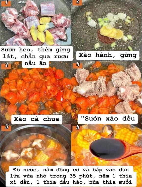 Sơ chế sườn heo bằng cách chần qua nước sôi với gừng và rượu nấu ăn để khử mùi hôi