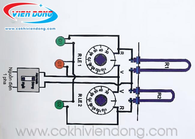 Sơ đồ đấu nối tủ điện cho nồi nấu phở, hỗ trợ cách đấu tủ điện nồi nấu phở