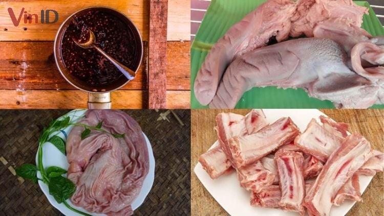 Nguyên liệu chế biến món bún lòng lợn sa tế cay xè