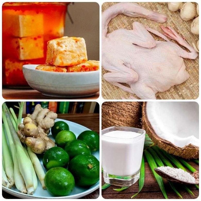 Tổng hợp các nguyên liệu cần thiết cho món vịt nấu chao nước cốt dừa, thơm béo đặc trưng