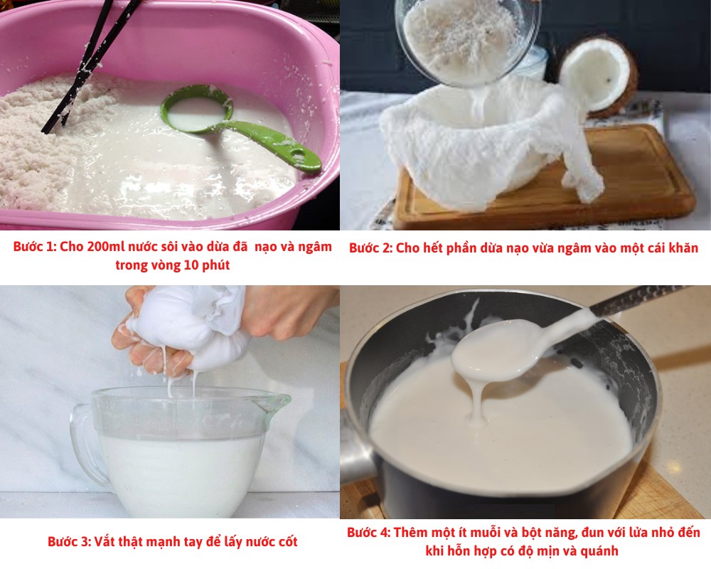 Tự làm nước cốt dừa tại nhà để tăng thêm độ béo và thơm ngon cho món chè