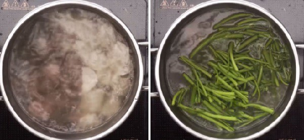 Nồi canh khoai sọ nấu rau muống đã hoàn thành