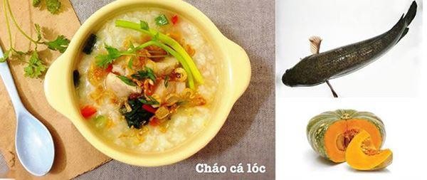 Cháo cá lóc bí đỏ với màu vàng đẹp mắt