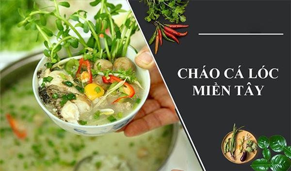 Thưởng thức cháo cá lóc với rau thơm