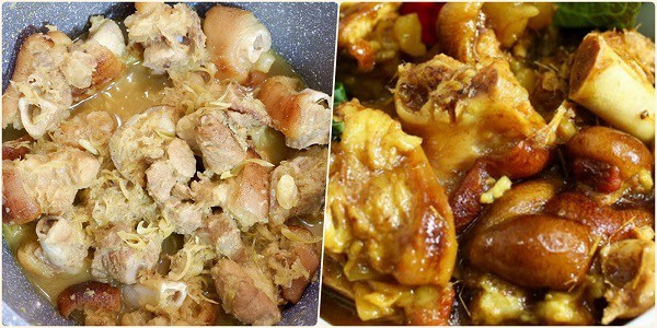 Giả cầy miền Nam với nước dừa và tiết heo sánh mịn