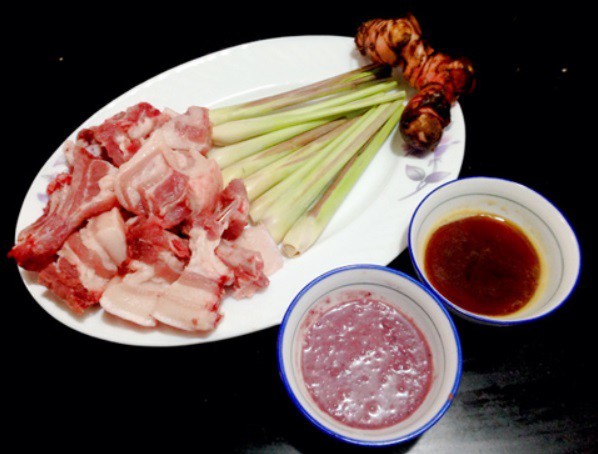 Nguyên liệu chuẩn bị cho món sườn non nấu giả cầy