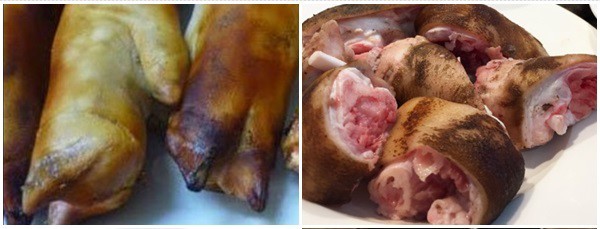 Thui chân giò vàng đều, tạo hương vị đặc trưng cho món giả cầy