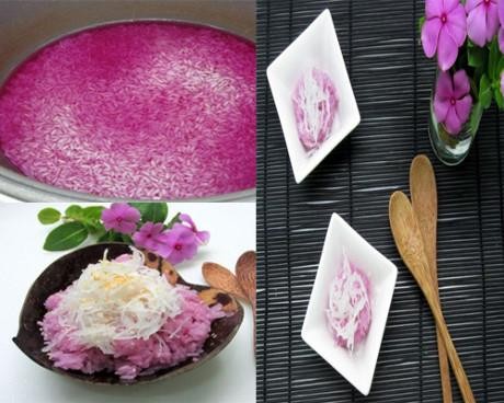 Thực hiện các bước nấu xôi lá cẩm bằng nồi cơm điện tại nhà