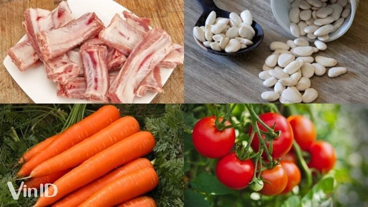Nguyên liệu tươi ngon để làm sườn nấu đậu thận trắng