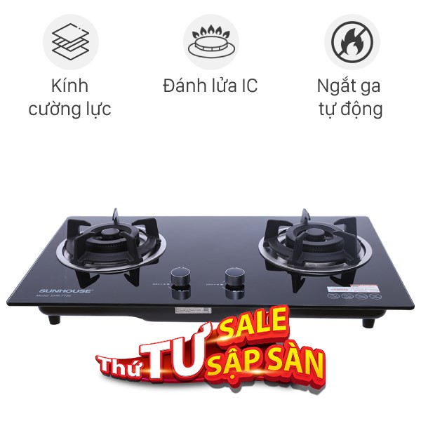 Bếp ga âm Sunhouse SHB7736 - Thiết bị cho món canh chua cá úc