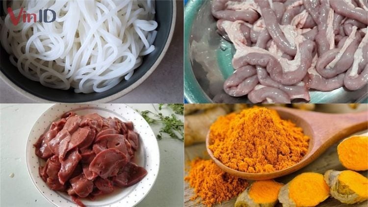 Nguyên liệu chế biến bún lòng xào nghệ