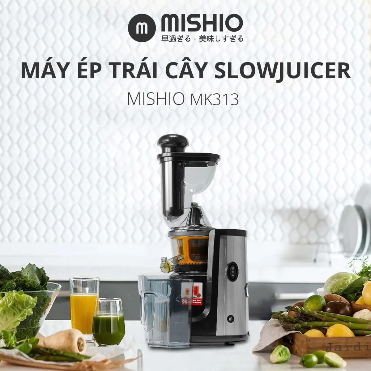 Máy ép chậm Mishio MK313 Slowjuicer - lựa chọn tối ưu cho nước ép cần tây