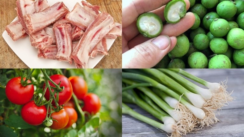 Nguyên liệu tươi ngon để làm sườn nấu sấu