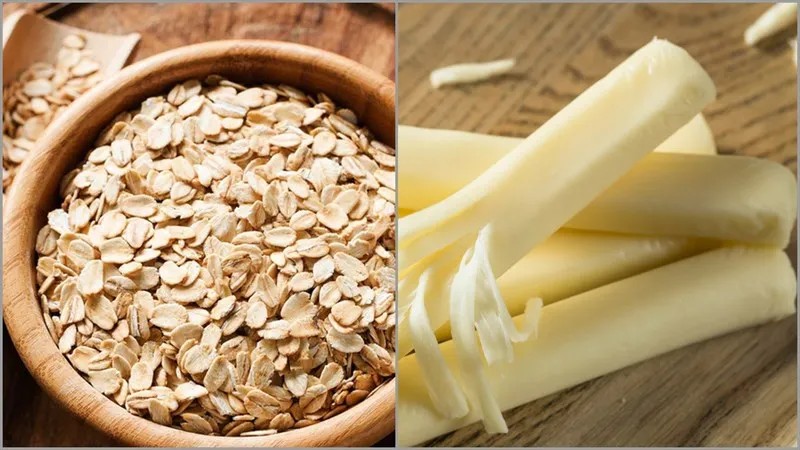 Cháo yến mạch phô mai hấp dẫn, một biến tấu trong cách nấu cháo phô mai con bò cười cho bé để thay đổi khẩu vị.