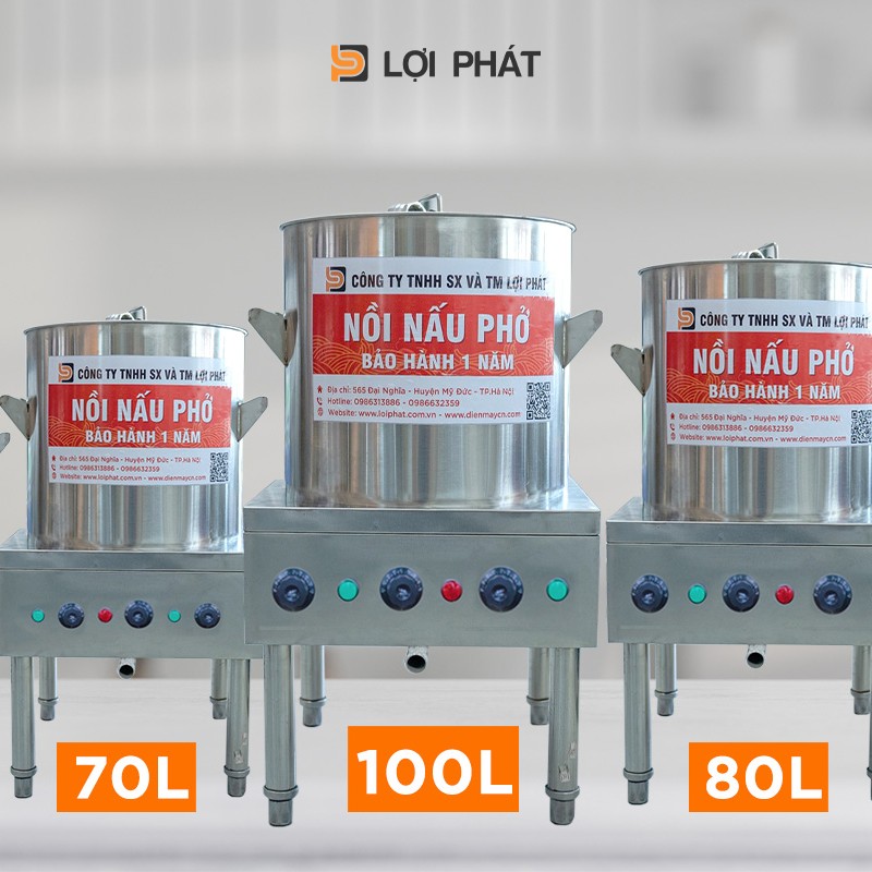 Các loại nồi nấu phở điện Lợi Phát đa dạng dung tích