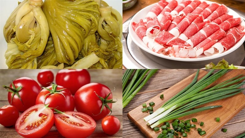 Nguyên liệu tươi ngon cho món canh dưa chua thịt bò tại nhà