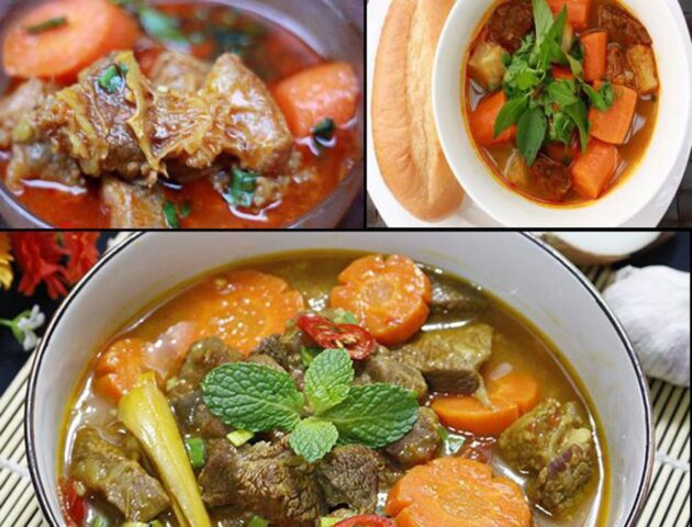 Món bò kho đơn giản đã hoàn thành, thơm lừng và hấp dẫn, ăn kèm bánh mì