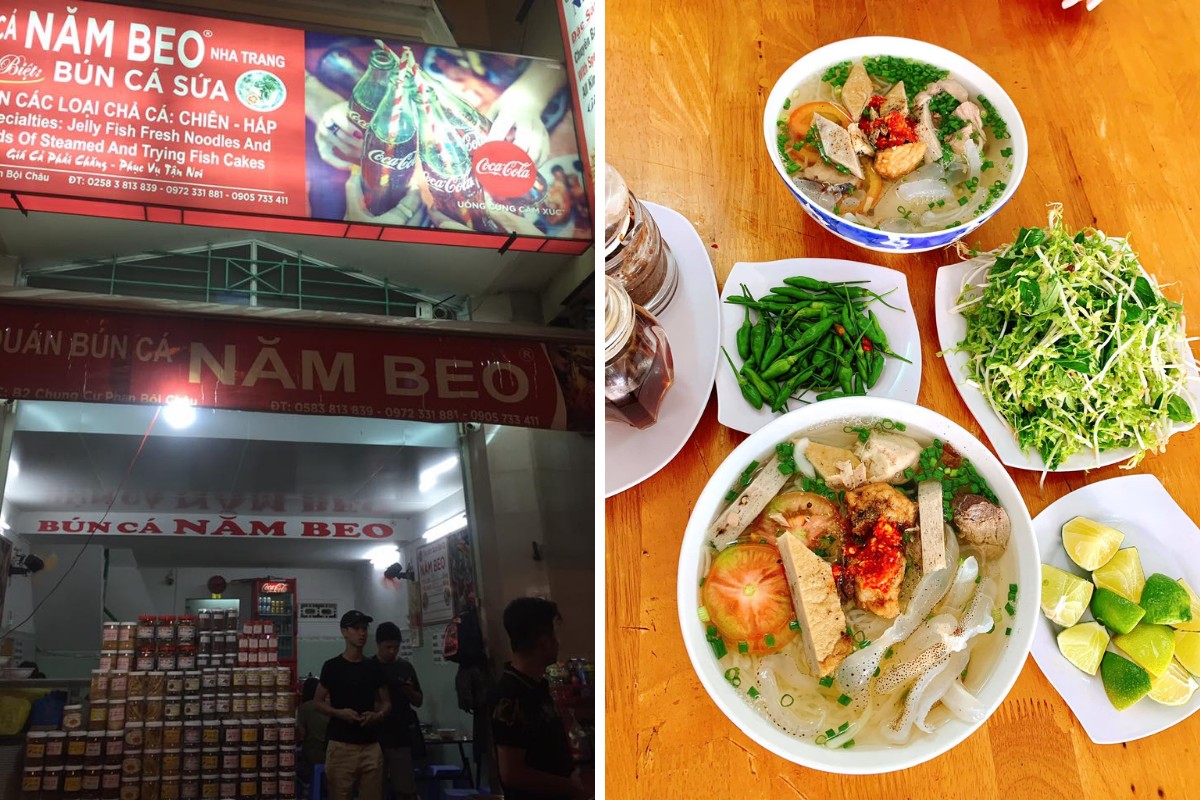 Quán Bún Chả Cá Năm Beo với không gian sạch sẽ