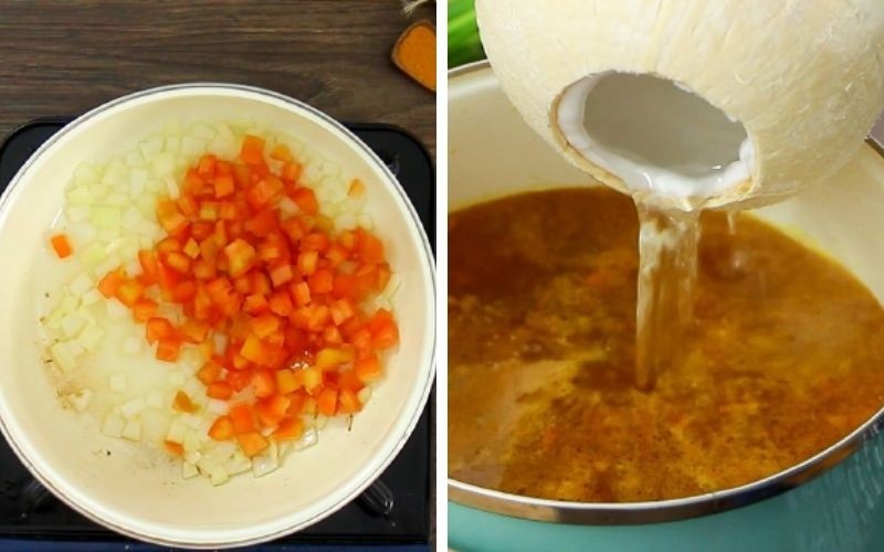 Xào thịt bò và nấu nước dùng thơm ngon cho bún măng bò