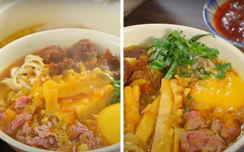 Trình bày tô bún măng bò thơm ngon hấp dẫn