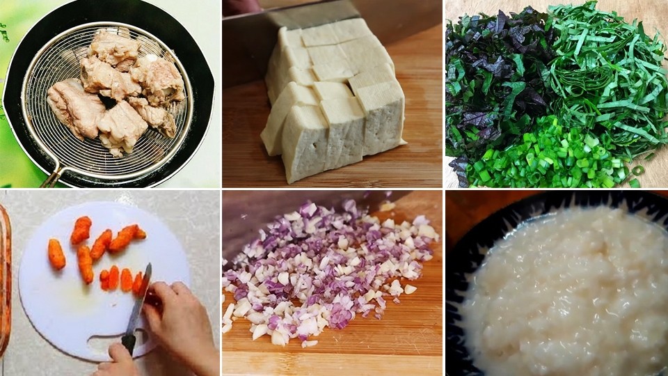 Các nguyên liệu khác đã được sơ chế sạch sẽ để nấu cá tầm om chuối đậu