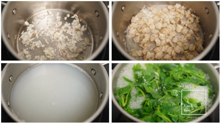 Các bước nấu canh ngao mồng tơi đơn giản