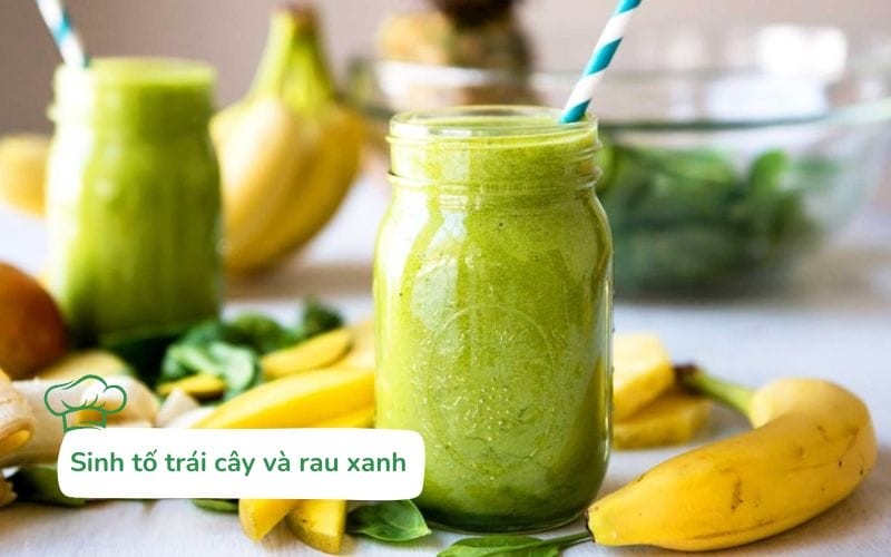 Sinh tố trái cây và rau xanh, thức uống nấu ăn đơn giản đầy vitamin và khoáng chất.