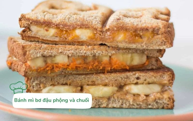 Bánh mì bơ đậu phộng chuối, món ăn vặt nấu ăn đơn giản cung cấp năng lượng bền vững.