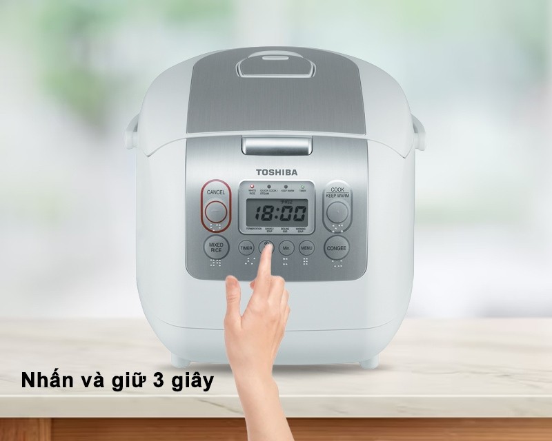 cách hẹn giờ nấu cơm nồi cơm điện toshiba chỉnh đồng hồ