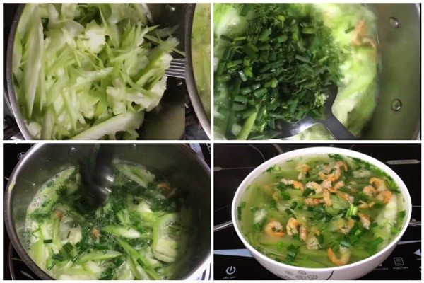 Món canh bầu nấu tôm khô đã hoàn thành, thanh ngọt đậm đà, dễ thực hiện