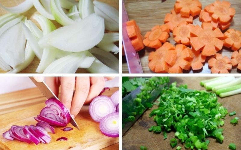 Sơ chế các loại nấm và rau củ quả cần thiết cho cách làm gà nấu siêu