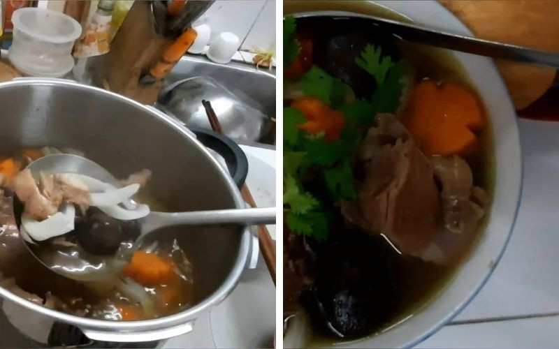 Hoàn thành món gà nấu siêu hấp dẫn, trang trí hành ngò