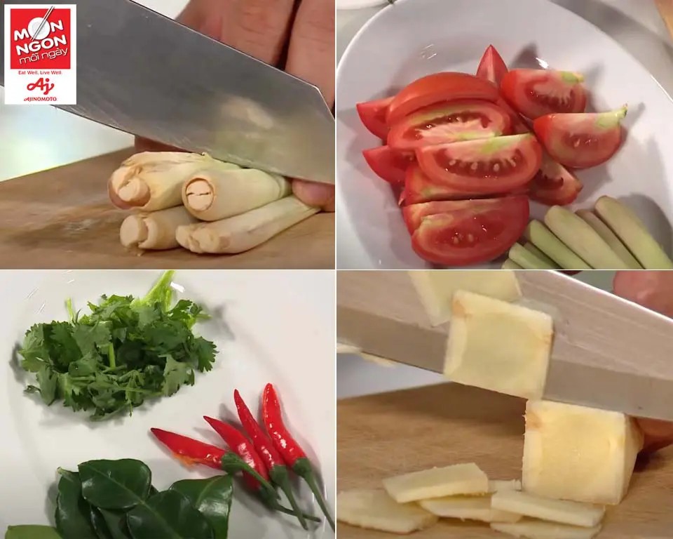 Sơ chế nguyên liệu cho món Tom Yum Kung chuẩn vị