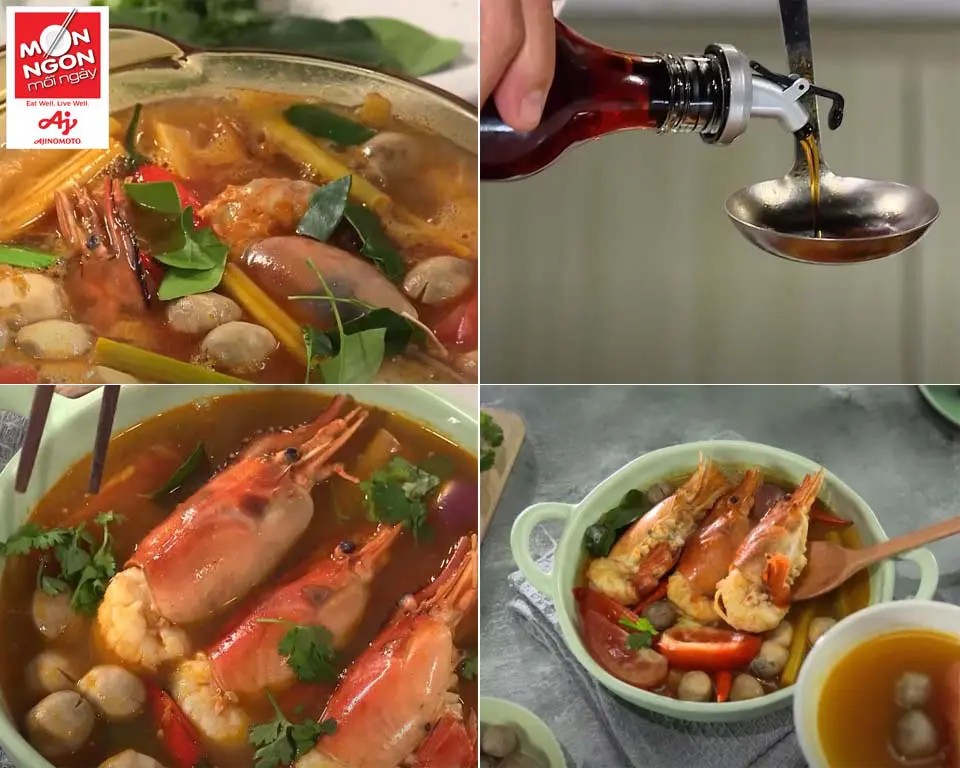 Món Tom Yum Kung hoàn thành, đậm đà hương vị Thái Lan