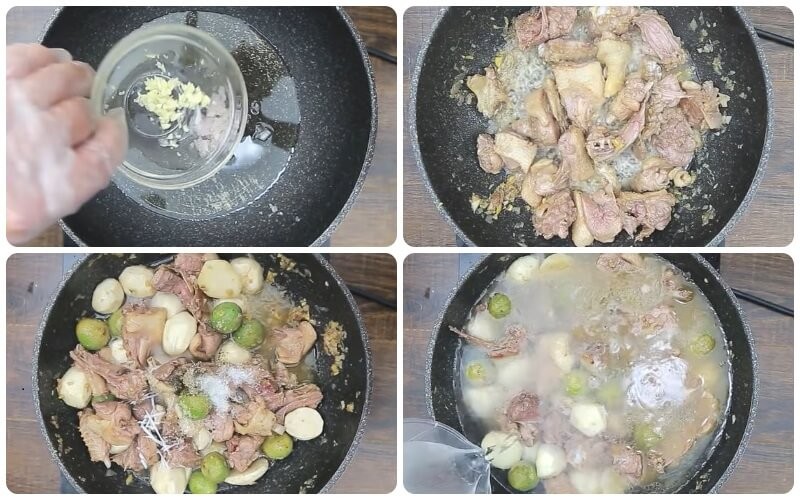 Dầm sấu trong nồi vịt om sấu để tạo vị chua thanh tự nhiên