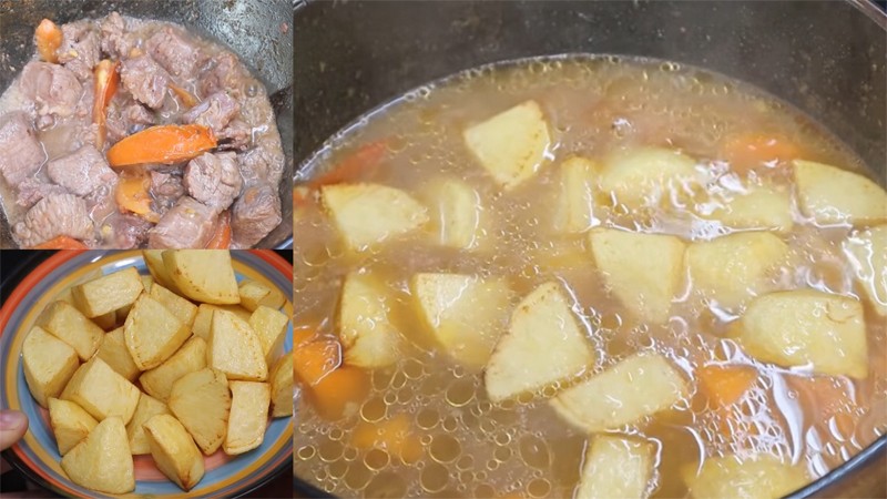 Hầm thịt bò với khoai tây, cà rốt