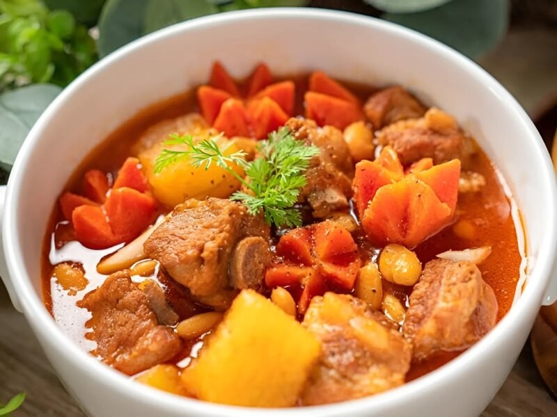 Món bò lagu nước dừa béo ngậy đã hoàn thành, kết hợp sữa dừa tự làm thơm ngon