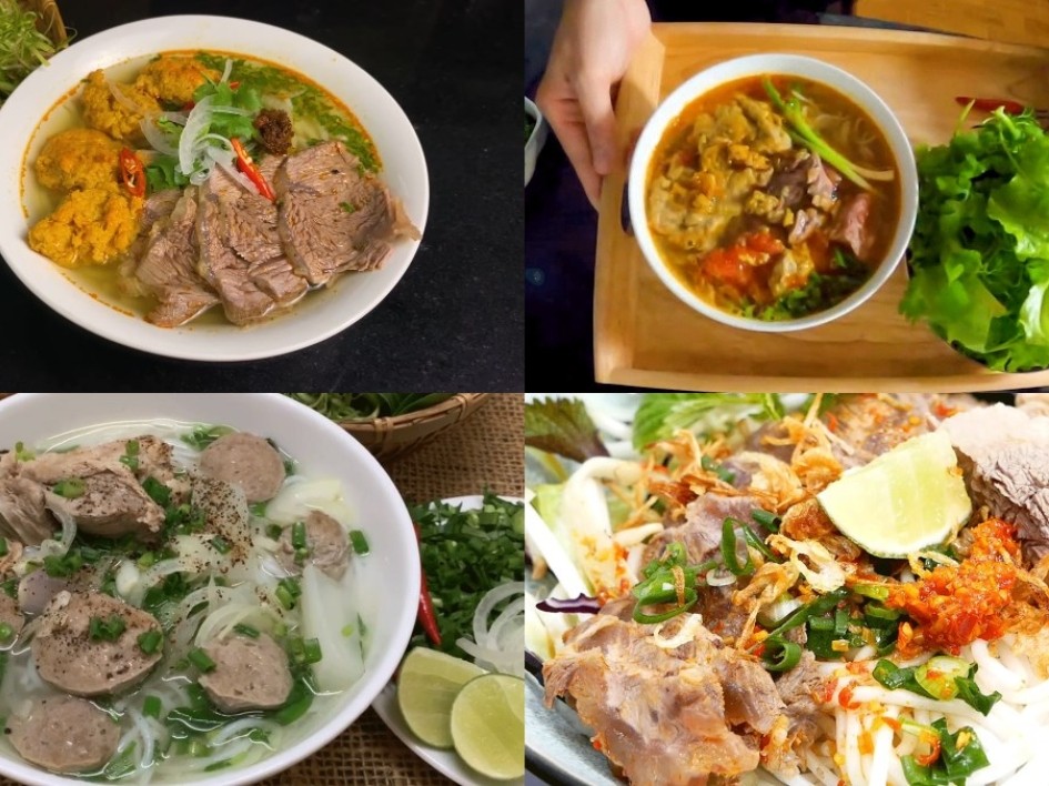 Đầu bếp đang thực hiện các bước nấu bún bò an toàn, thơm ngon cho bé