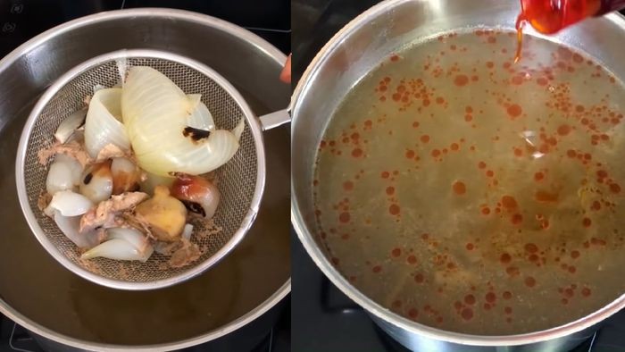 Nồi nước lèo bún bò đang sôi